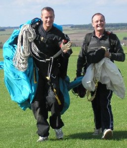 Barrie after sponsored parachute jump